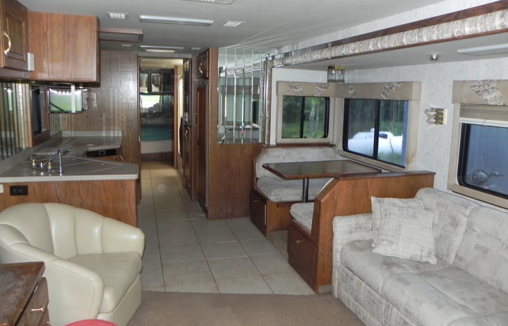 this is the main kitchen/dining room combination, the sofa pulls out int a queen bed, and the dinette into a small bed for the little ones.