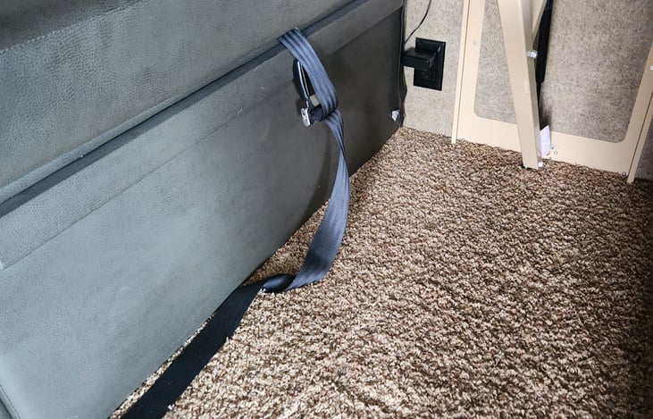 Converible table and seatbelts