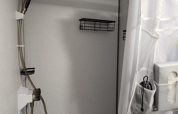 Updated shower with high flow shower head