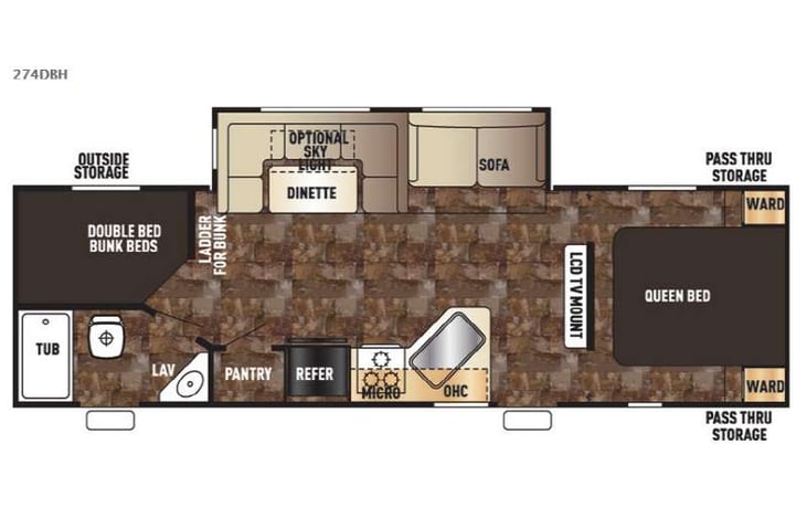 Representative floor plan provided by a trusted RVshare partner.