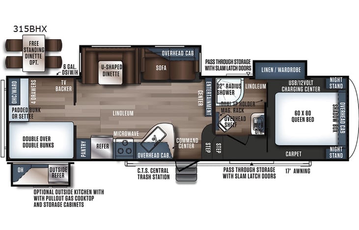 Representative floor plan provided by a trusted RVshare partner.
