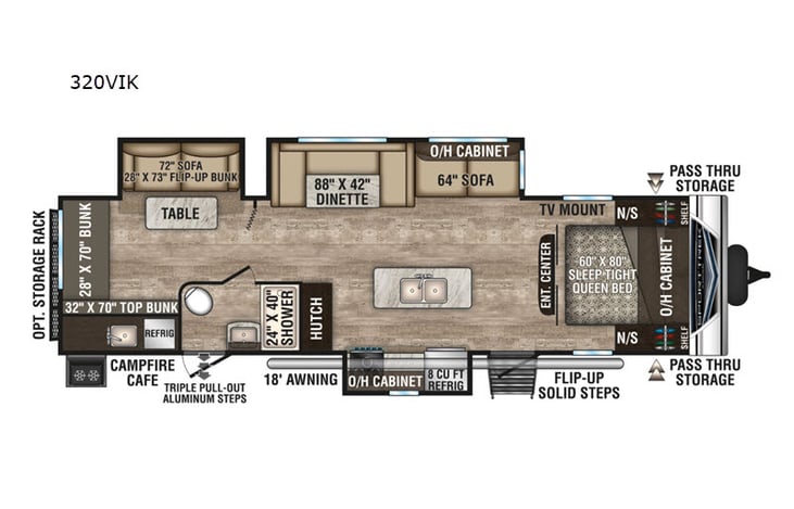 Representative floor plan provided by a trusted RVshare partner.