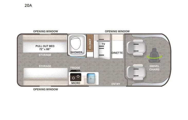 Representative floor plan provided by a trusted RVshare partner.
