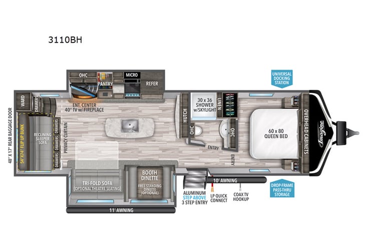 Representative floor plan provided by a trusted RVshare partner.