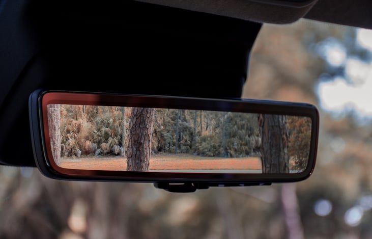 Rearview mirror with rear facing camera feed!