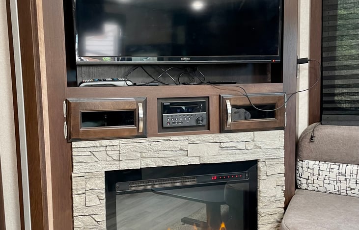 Fireplace and large screen tv
