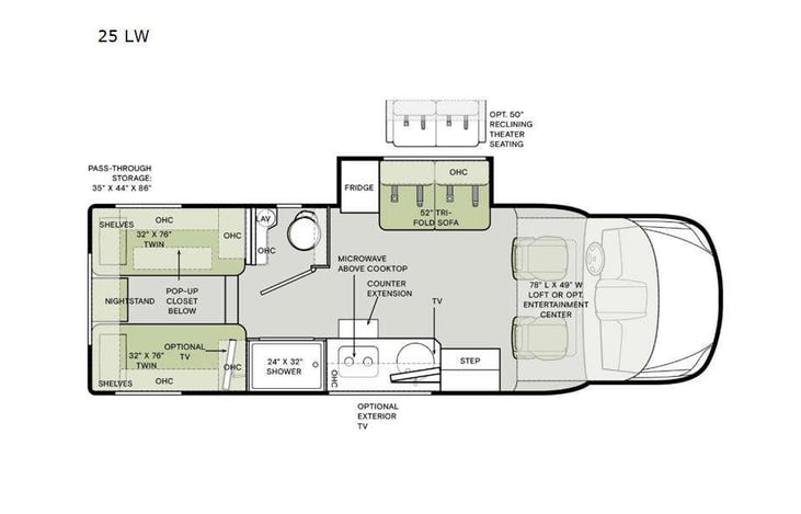 Representative floor plan provided by a trusted RVshare partner.