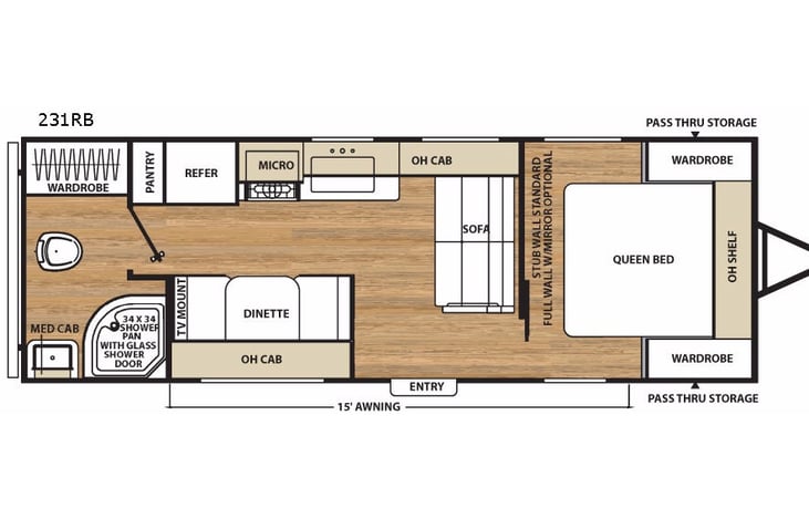 Representative floor plan provided by a trusted RVshare partner.