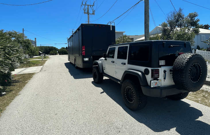 Tows a Jeep easily with Cummins 340 DP engine.