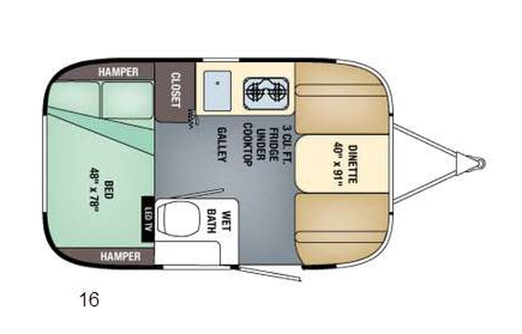 Representative floor plan provided by a trusted RVshare partner.