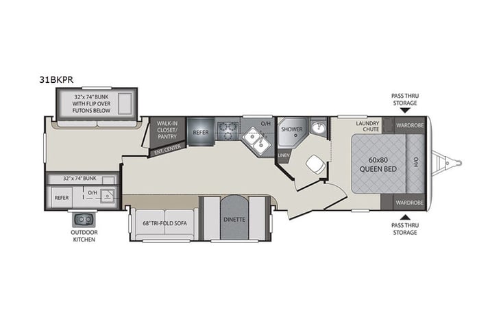 Representative floor plan provided by a trusted RVshare partner.