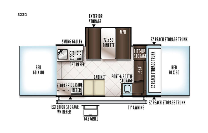 Representative floor plan provided by a trusted RVshare partner.
