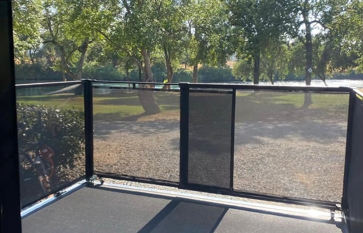 Great patio for enjoying sunsets or sunrises! Has steps to the outside!