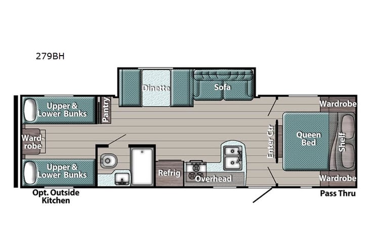 Representative floor plan provided by a trusted RVshare partner.