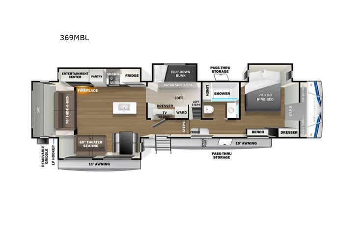 Representative floor plan provided by a trusted RVshare partner.