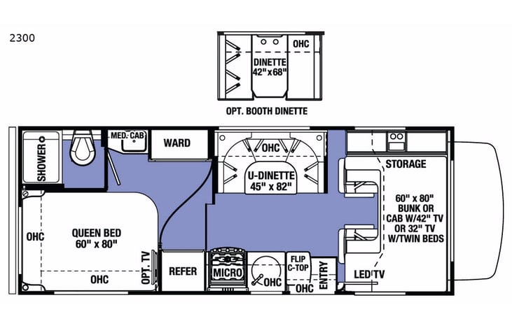Representative floor plan provided by a trusted RVshare partner.