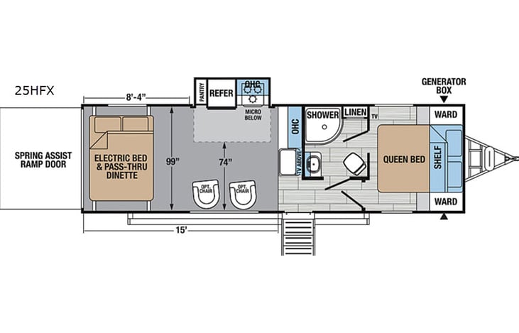 Representative floor plan provided by a trusted RVshare partner.