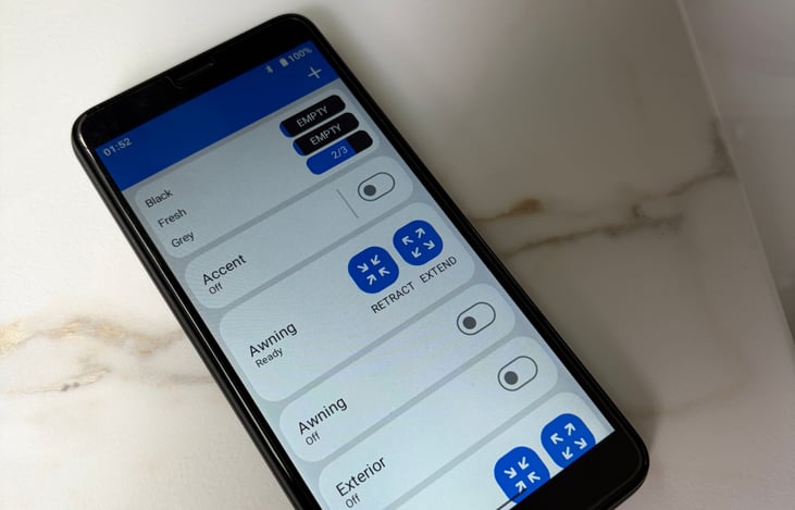 Blue tooth remote for all the essentials to setup and control the camper.