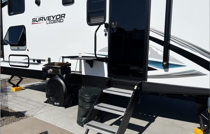 Keyless entry and stabilized steps make for easy access to/from the camper