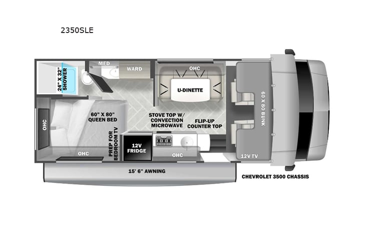Representative floor plan provided by a trusted RVshare partner.