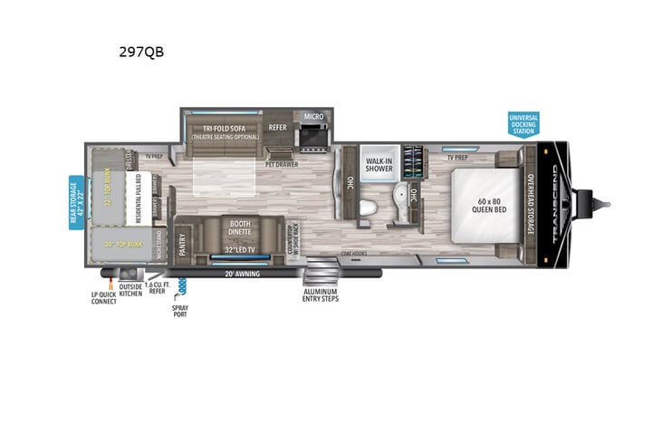 Representative floor plan provided by a trusted RVshare partner.