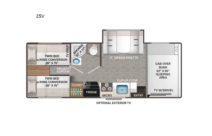 Representative floor plan provided by a trusted RVshare partner.