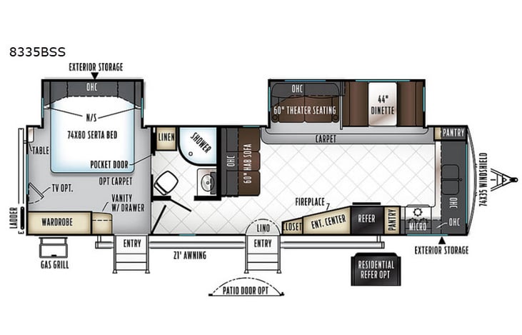 Representative floor plan provided by a trusted RVshare partner.