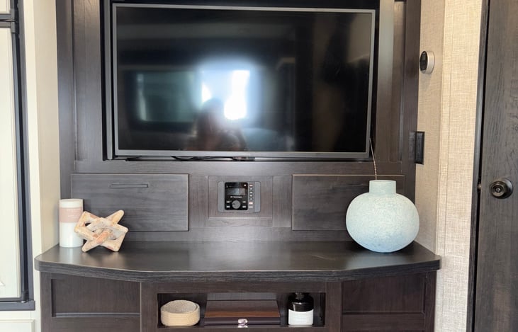 Entertainment area. Bluetooth accessible, inside and outdoor speakers.