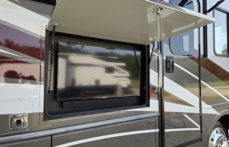 View of driver and passenger's seating area.