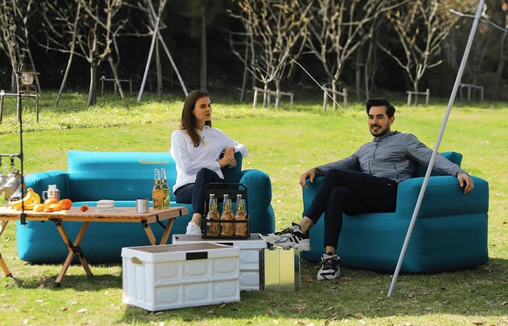 Optional inflatable sofa and chair. This is just a fun add on we can offer you at an additional charge.