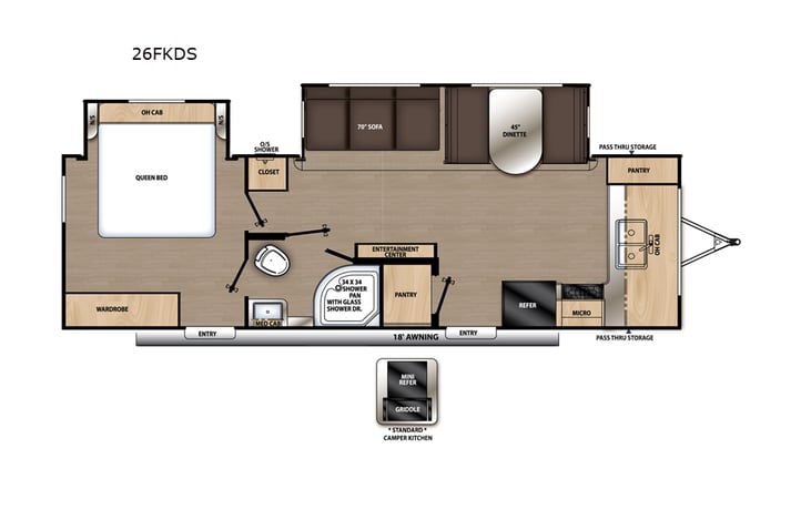 Representative floor plan provided by a trusted RVshare partner.