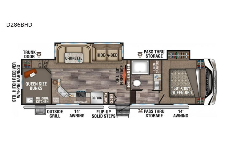Representative floor plan provided by a trusted RVshare partner.