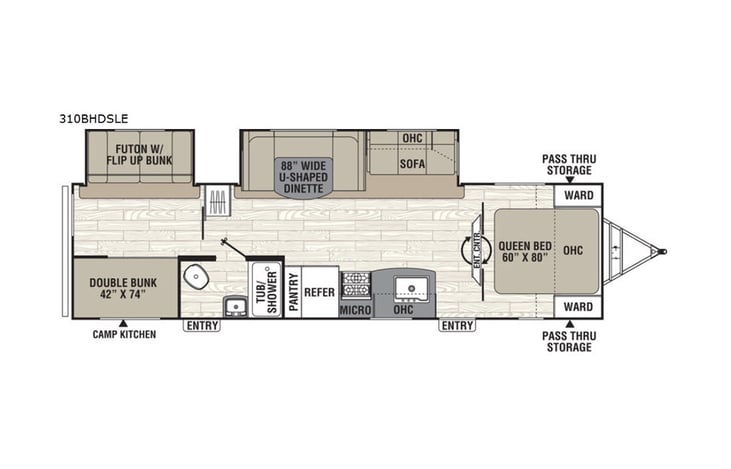 Representative floor plan provided by a trusted RVshare partner.