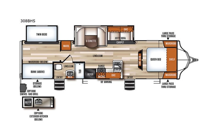 Representative floor plan provided by a trusted RVshare partner.