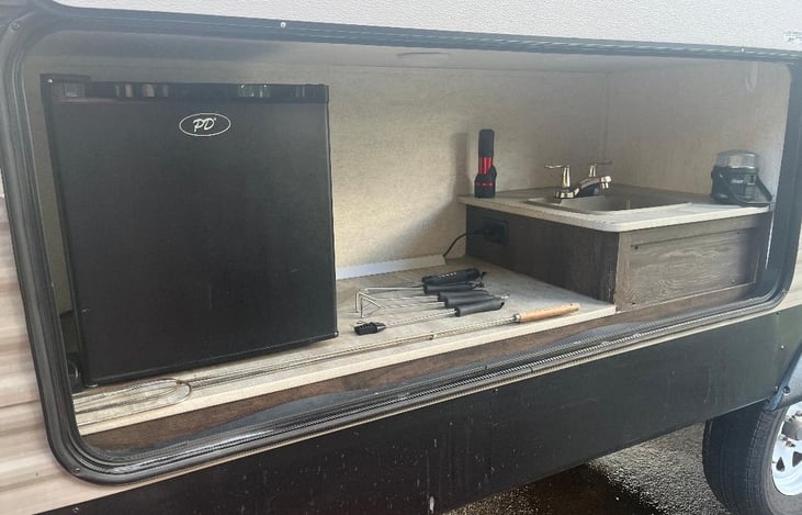 Outside refrigerator and sink