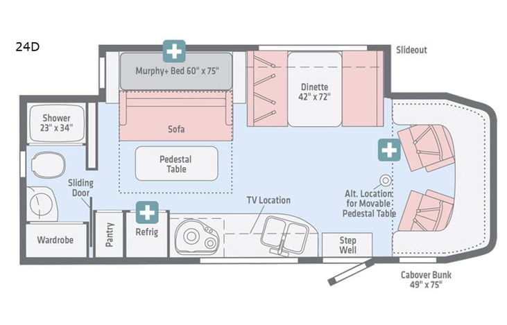 Representative floor plan provided by a trusted RVshare partner.