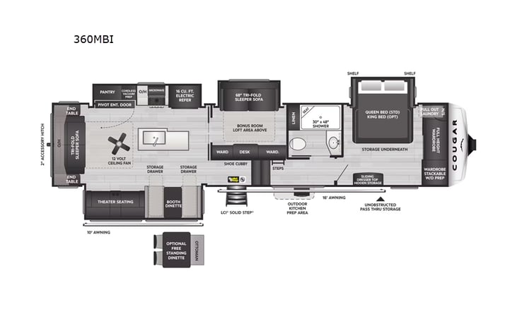 Representative floor plan provided by a trusted RVshare partner.