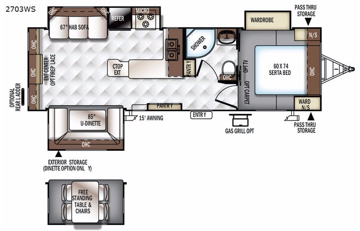 Representative floor plan provided by a trusted RVshare partner.