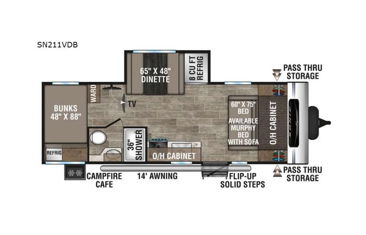 Representative floor plan provided by a trusted RVshare partner.
