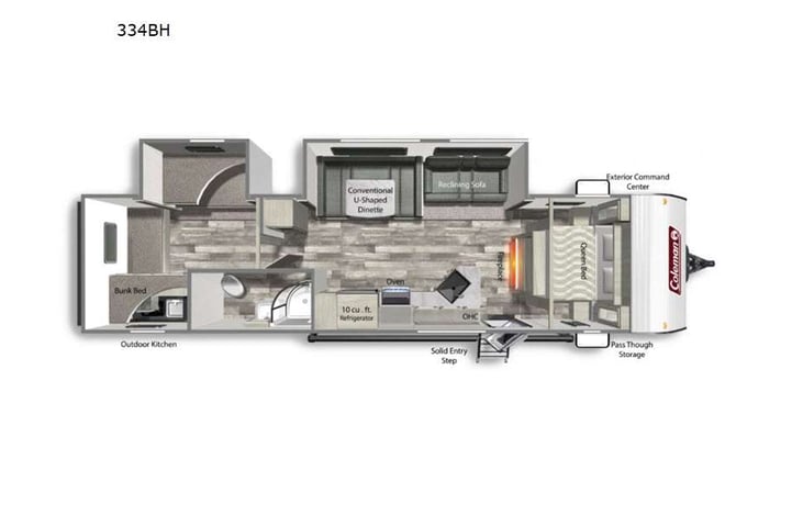 Representative floor plan provided by a trusted RVshare partner.