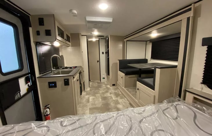 Front to rear view of unit from queen size bed