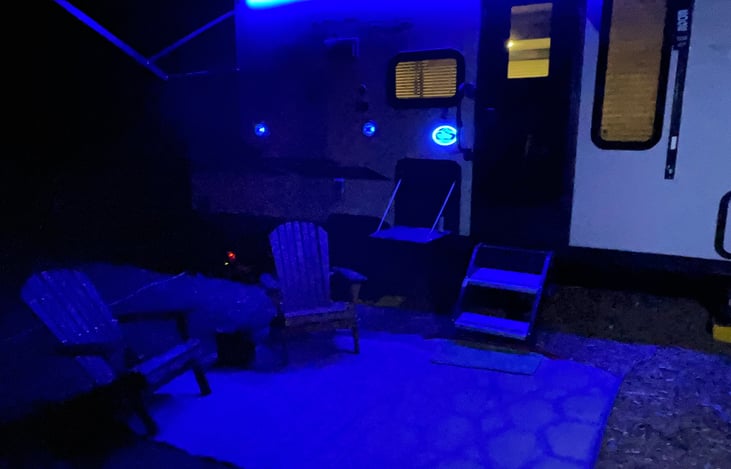 Blue LED lights for interior and exterior ambience