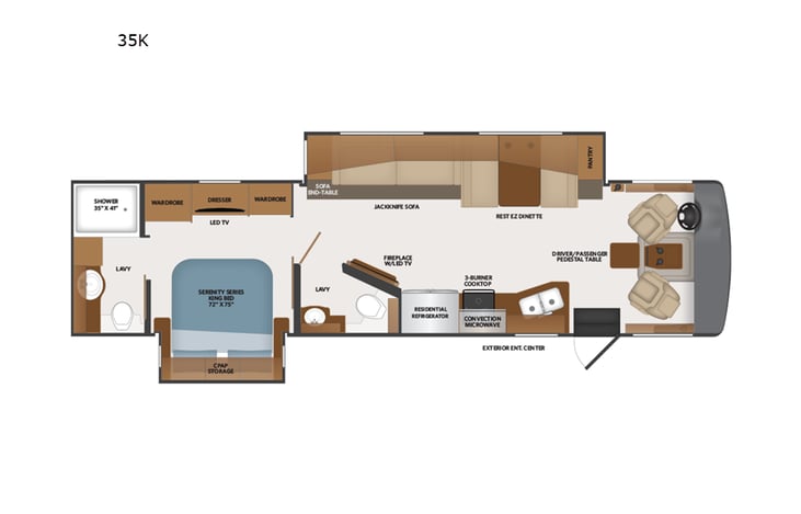 Representative floor plan provided by a trusted RVshare partner.