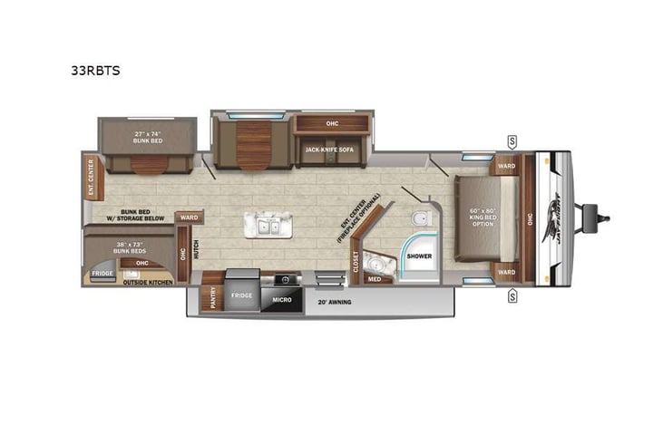 Representative floor plan provided by a trusted RVshare partner.