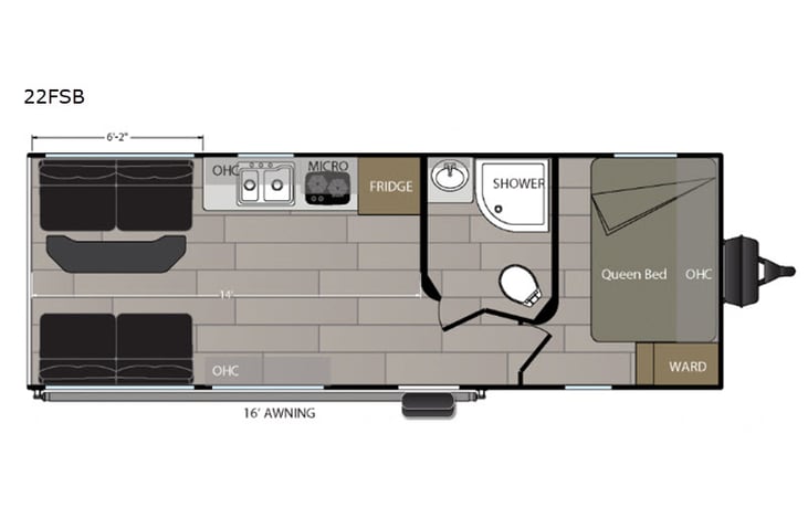 Representative floor plan provided by a trusted RVshare partner.