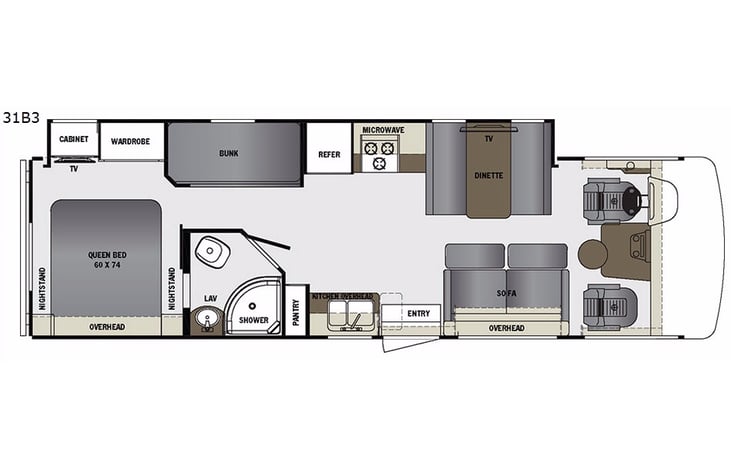 Representative floor plan provided by a trusted RVshare partner.