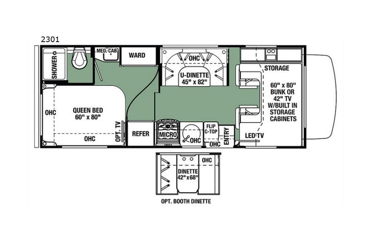 Representative floor plan provided by a trusted RVshare partner.