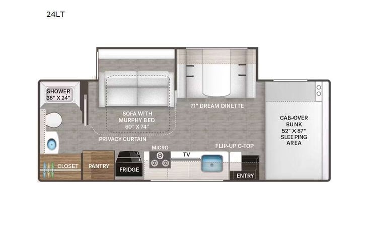 Representative floor plan provided by a trusted RVshare partner.