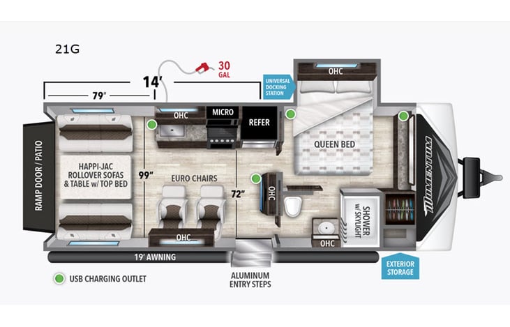 Representative floor plan provided by a trusted RVshare partner.