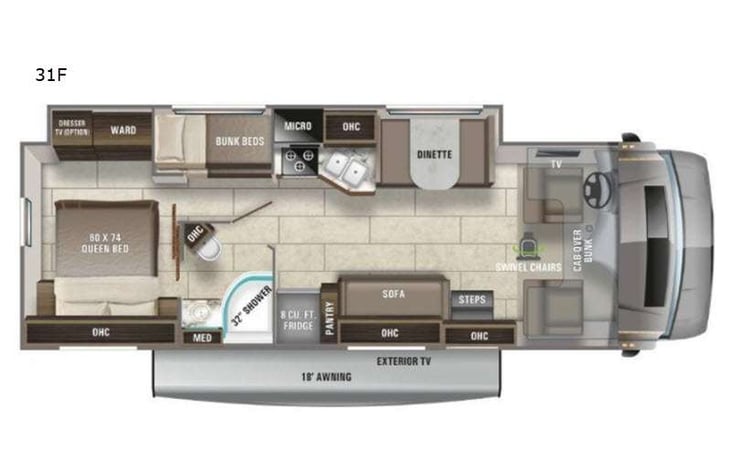 Representative floor plan provided by a trusted RVshare partner.
